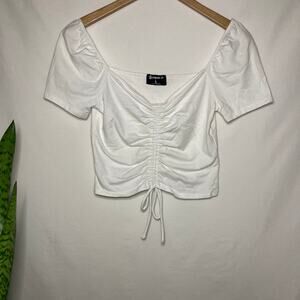 Popular 21 | Juniors white scrunch tie up crop top NWT